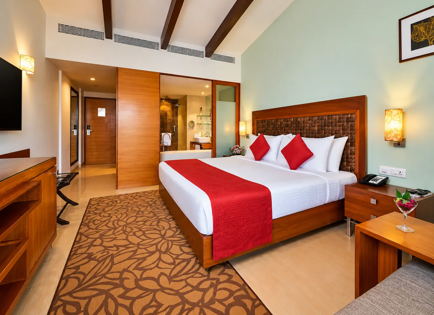 Warm modern guest room accommodation